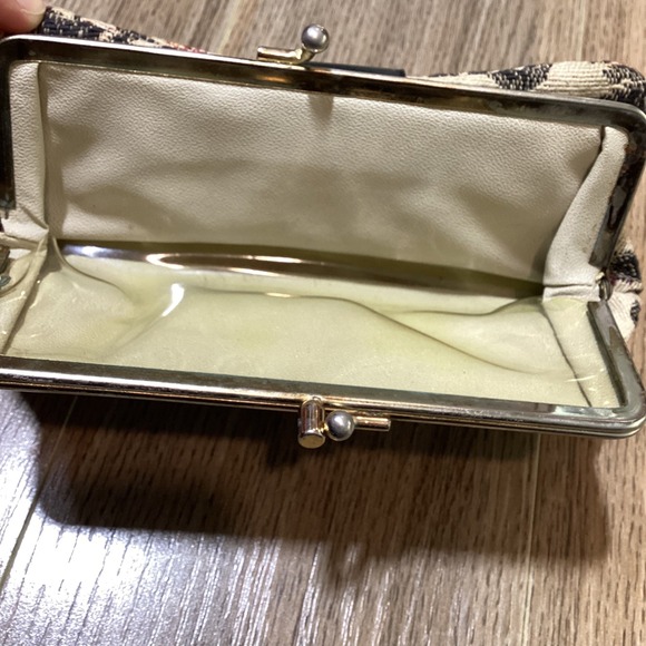 Vintage Floral Brocade Kiss Clasp Coin Pouch Clutch Wallet Bag‎ - Picture 5 of 7